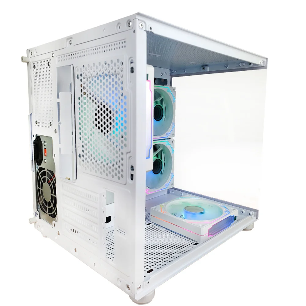 Gabinete Gamer Hayom Gb1797 Com 4 Fans RGB Com Vidro Branco
