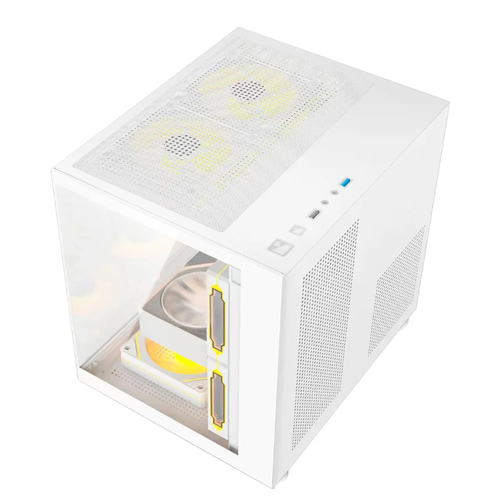 Gabinete Gamer Hayom Gb1797 Com 4 Fans RGB Com Vidro Branco