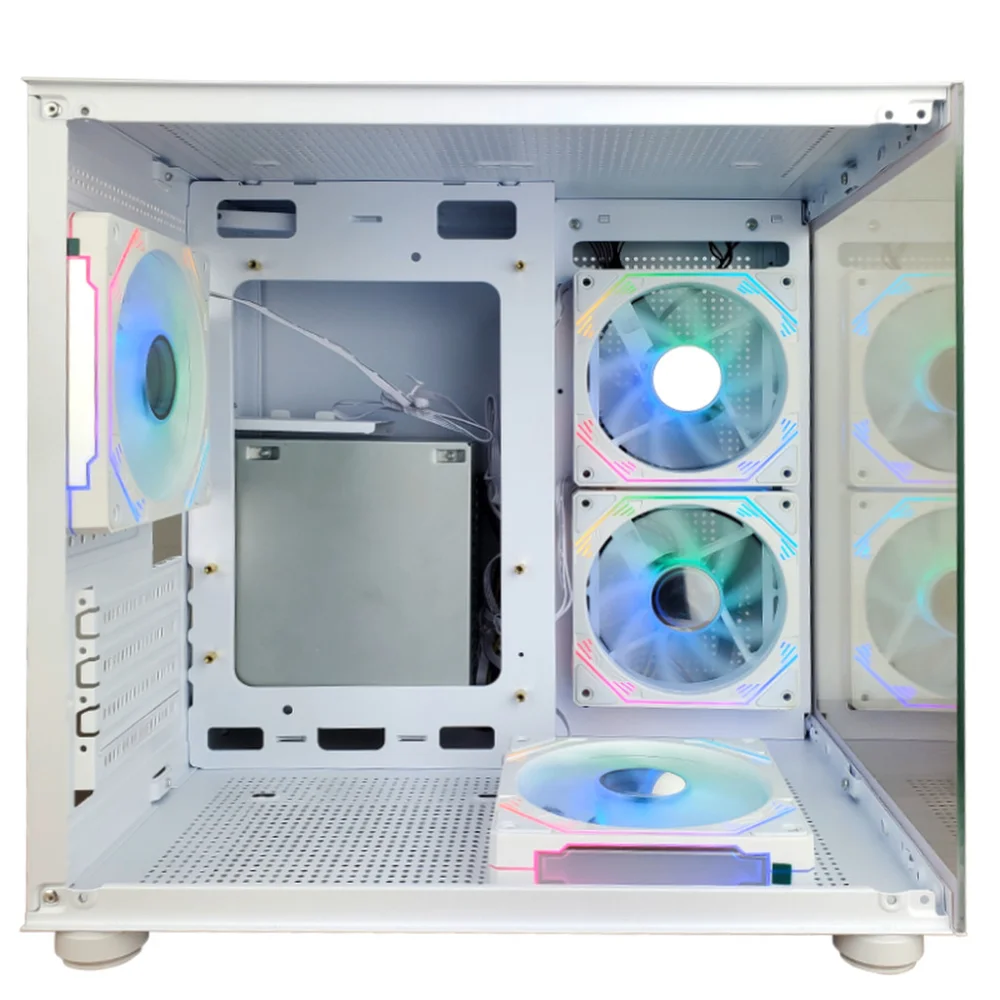Gabinete Gamer Hayom Gb1797 Com 4 Fans RGB Com Vidro Branco