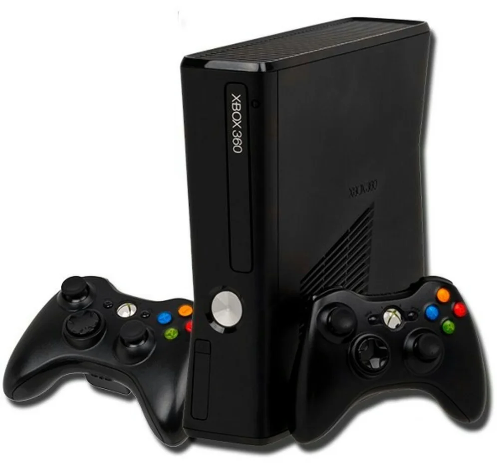 XBOX 360 Slim Standard Preto Com 2 Controles XBOX 360 Slim Standard Preto Com 2 Controles