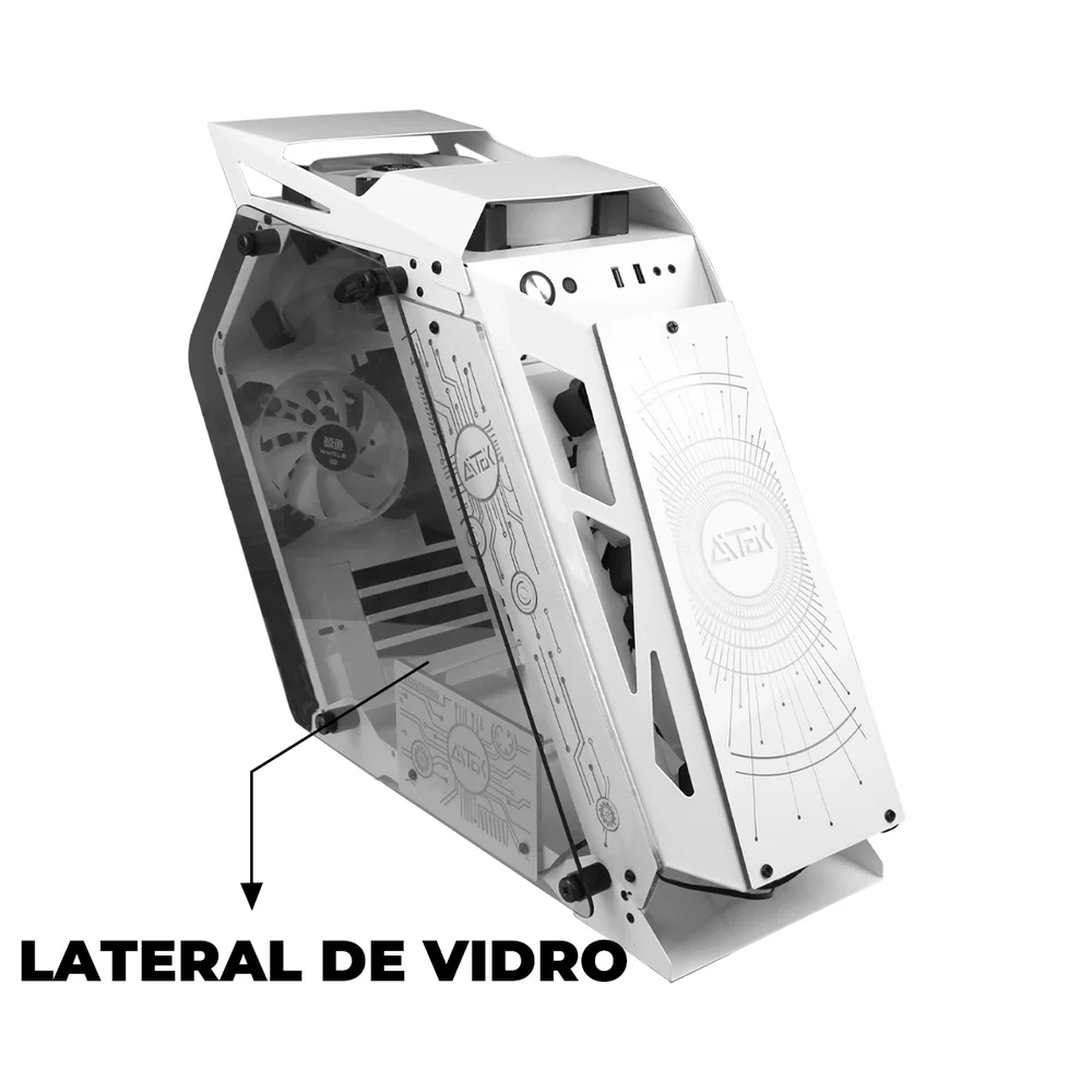 Gabinete Gamer Lateral Vidro Gaming Fans Ventoinha RGB Usb.