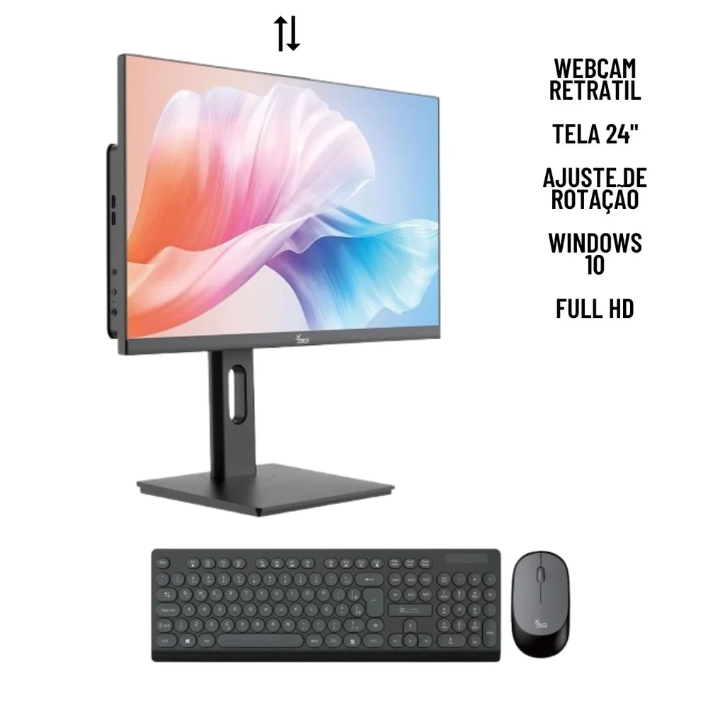 "Computador All In One I5 16gb Ram SSD 480GB Tela 24"" Com Webcam E Ajuste De Altura WINDOWS 10 - Preto." em Campinas - foto 3