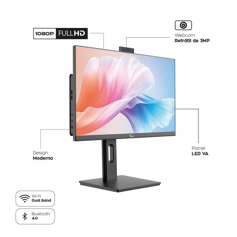 "Computador All In One I5 16gb Ram SSD 480GB Tela 24"" Com Webcam E Ajuste De Altura WINDOWS 10 - Preto." em Campinas - foto 4
