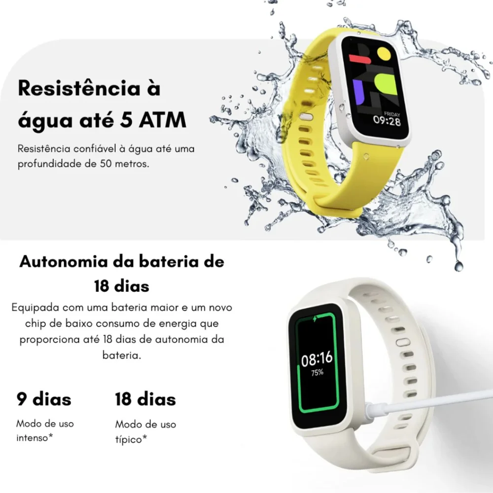 Xiaomi Smartwatch Smart Band 9 Active Global 1.47 Tela 60Hz 18 Dias Bateria 5ATM Resistente à Água Fitness - view 4