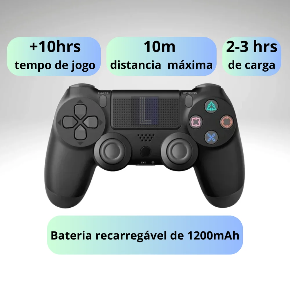 Kit 2 Controles Sem Fio Para Ps4 PC Com Cabo 1m Micro Usb Kit 2 Controles Sem Fio Para Ps4 PC Com Cabo 1m Micro Usb