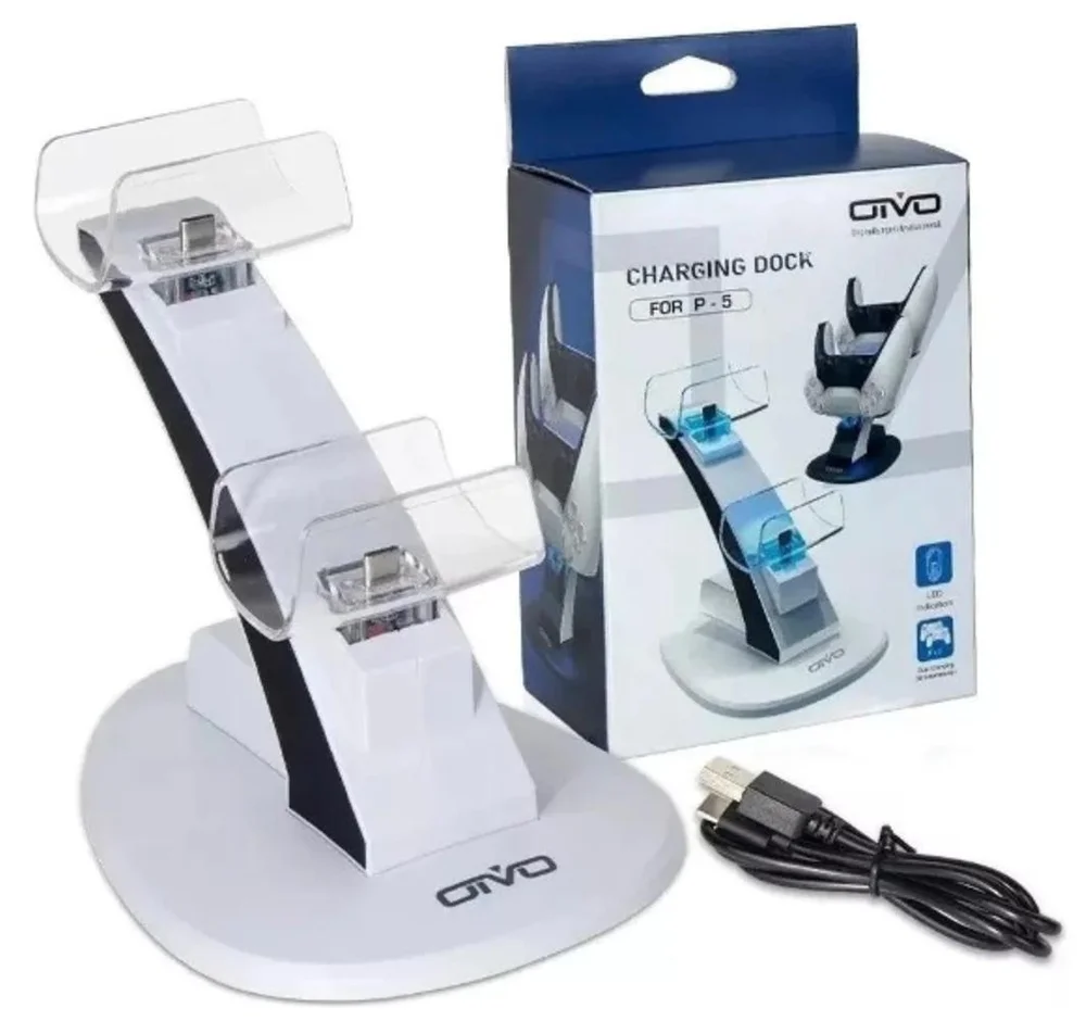 Suporte Carregador Base Controle Dualsense Playstation 5 Cor Branco Suporte Carregador Base Controle Dualsense Playstation 5 Cor Branco