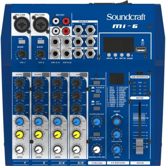 Mesa De Som Soundcraft Mi-6 6 Canais USB