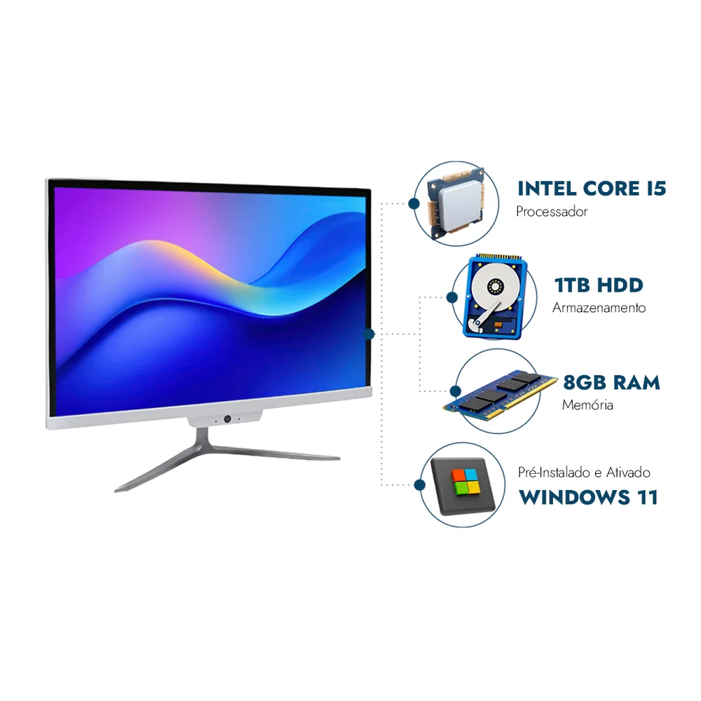 "Computador All In One 21,5"" Intel Core i5, 8GB Ram, Hd 1TB, Webcam, Wi-fi, Bluetooth" em Campinas - foto 2