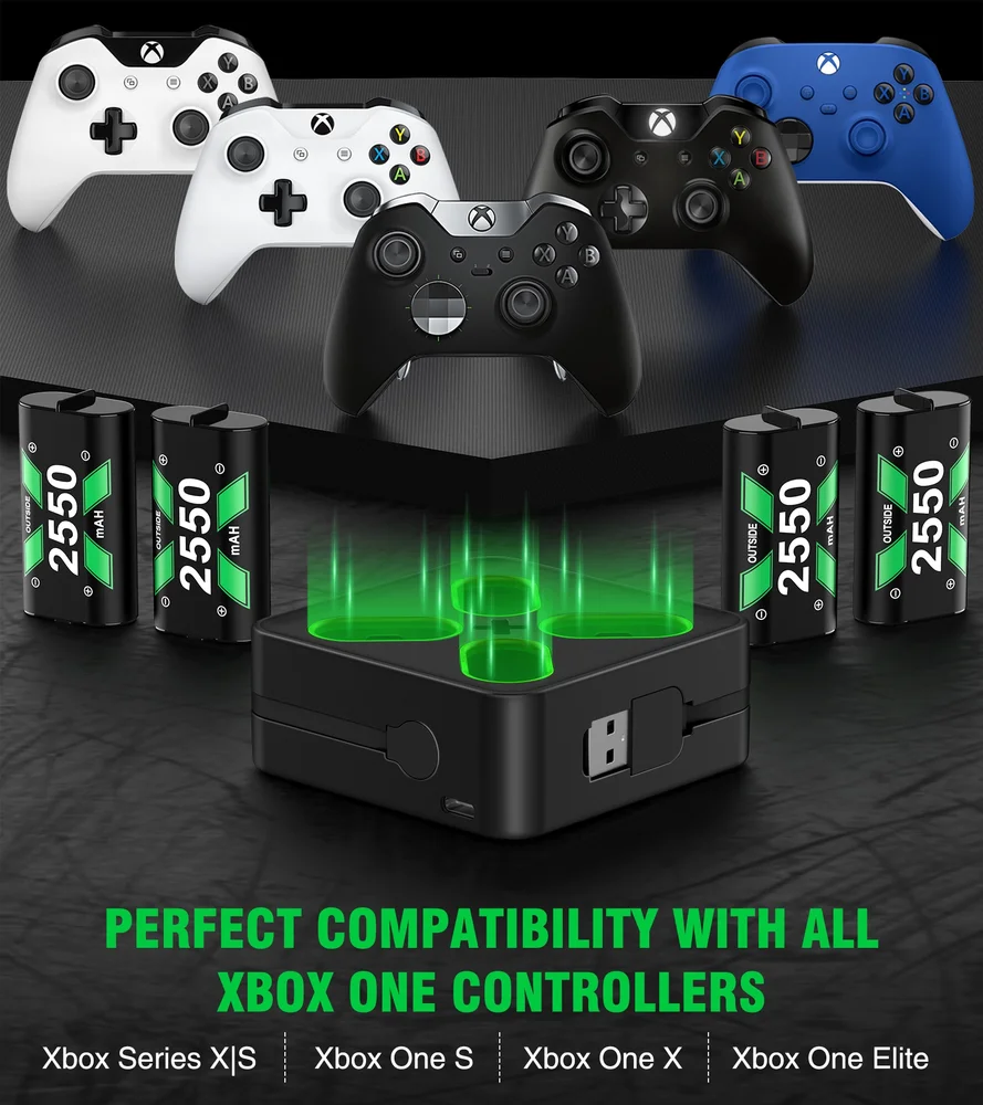 Beboncool 4x2550mah Bateria Recarregável Para XBOX One + Usb.