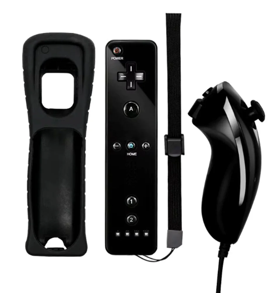 Controle Joystick Com Nunchuk Compativel Nintendo Wii E Wii U Cor Preto Controle Joystick Com Nunchuk Compativel Nintendo Wii E Wii U Cor Preto