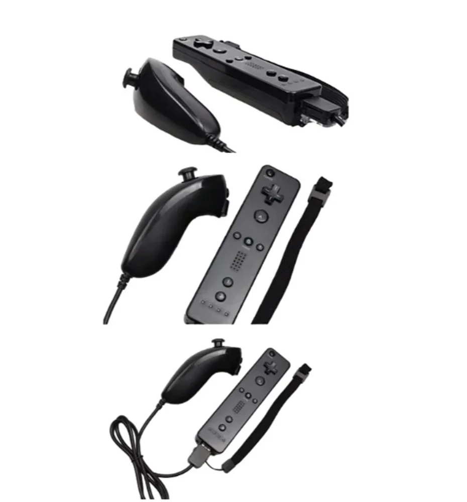 Controle Joystick Com Nunchuk Compativel Nintendo Wii E Wii U Cor Preto Controle Joystick Com Nunchuk Compativel Nintendo Wii E Wii U Cor Preto