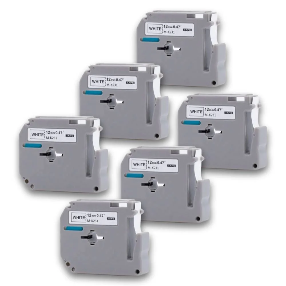 Kit 6 Fitas Compatível Etiquetador Brother Mk-231