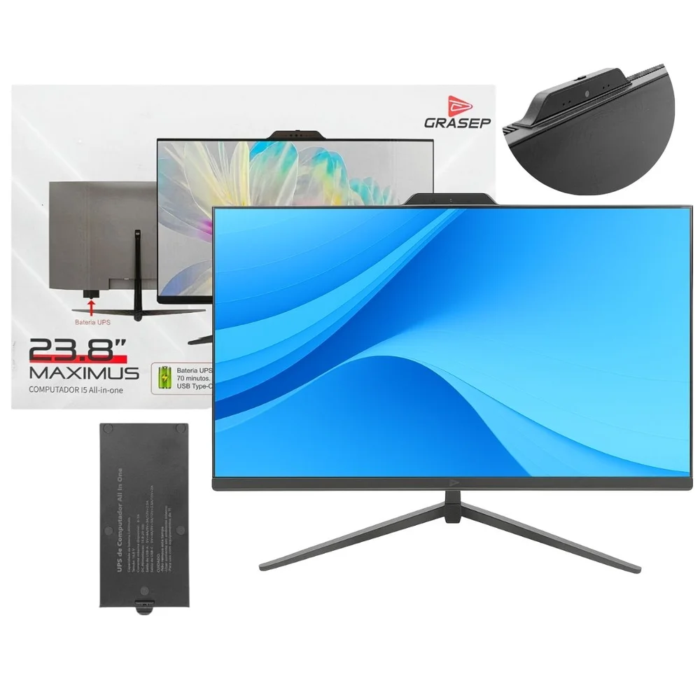 "Computador All In One Grasep 23.8"", Intel i5-7200u 3.1Ghz, 8GB RAM, SSD 512GB, Bateria UPS, Windows 11 Pro" em Campinas - foto 4