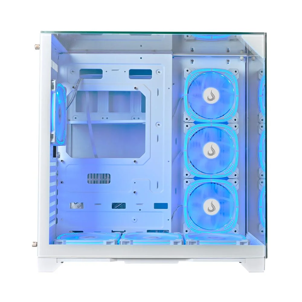 Gabinete Rise Mode Galaxy Full Glass Mid Tower Atx Lateral E Frente Em Vidro Temperado Branco