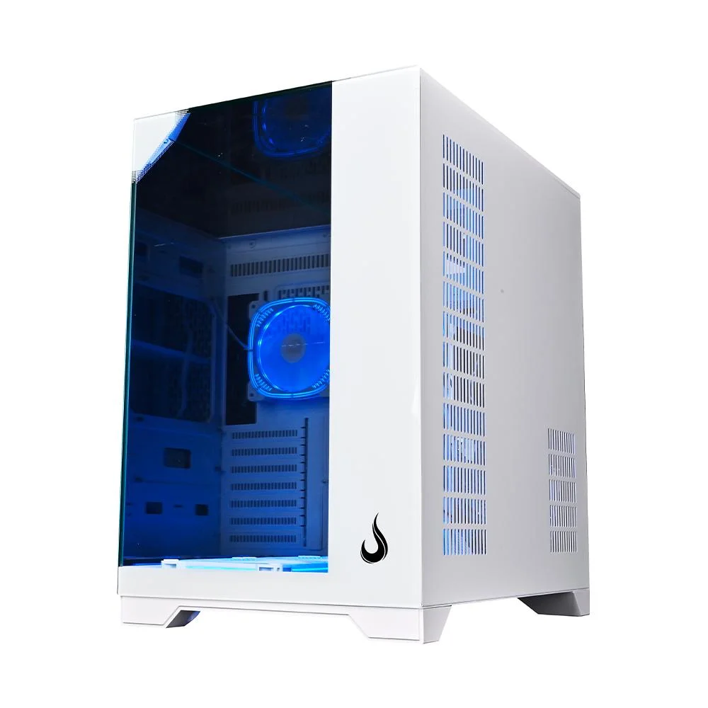 Gabinete Rise Mode Galaxy Full Glass Mid Tower Atx Lateral E Frente Em Vidro Temperado Branco