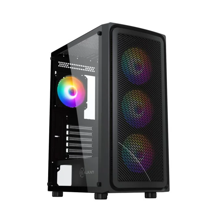 Gabinete Kalkan Joturn Mid Tower Vidro Temperado RGB C/4 Fans Preto Gabinete Kalkan Joturn Mid Tower Vidro Temperado RGB C/4 Fans Preto