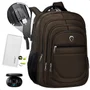 Kit Mochila Executiva Trabalho + Carregador Portátil + Fone De Ouvido Bluetooth (marrom+branco)