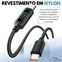 Cabo Carregador Turbo Reforçado Tipo-C / Tipo-C Com Indicador LED 100W