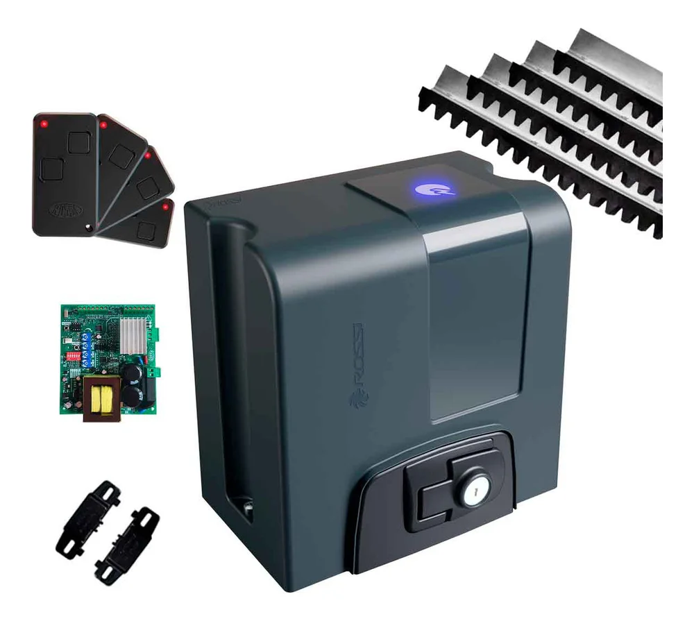 Kit Motor Automatizador De Portão Dz Nano Nitro 650kg Rossi 4 Controles 6m Cremalheira