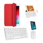 Kit Capa Smart Case Vermelho / Teclado E Mouse Branco E Película Para Tablet 2021 9a Geração 10.2"