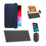 Kit Capa Smart Case Azul Escuro / Teclado E Mouse Preto E Película Para Tablet 2021 9a Geração 10.2"