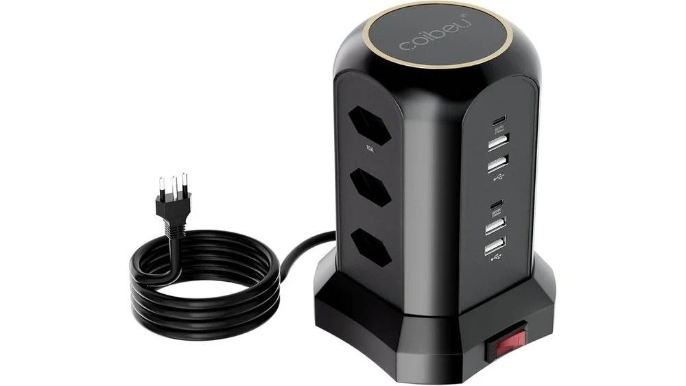 Extensão Tomada De Torre 9tomadas 4usb 2type-c Coibeu Preto Extensão Tomada De Torre 9tomadas 4usb 2type-c Coibeu Preto