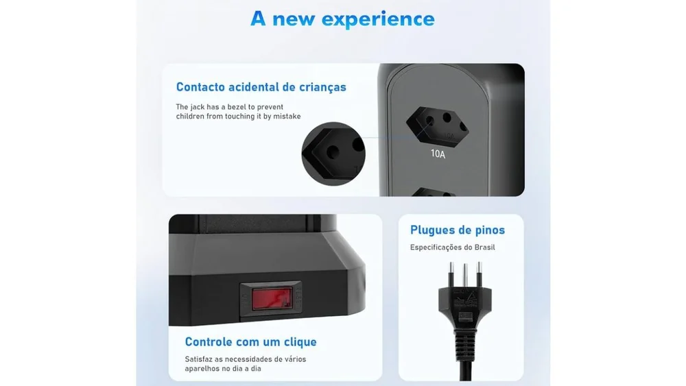 Extensão Tomada De Torre 9tomadas 4usb 2type-c Coibeu Preto Extensão Tomada De Torre 9tomadas 4usb 2type-c Coibeu Preto