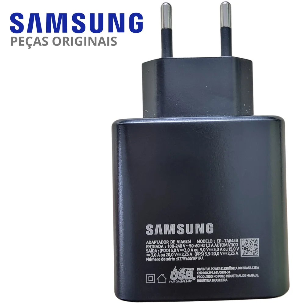 Carregador Samsung Galaxy Book2 45w Super Rapido S24 A56 S25 S25Ultra S23 A36
