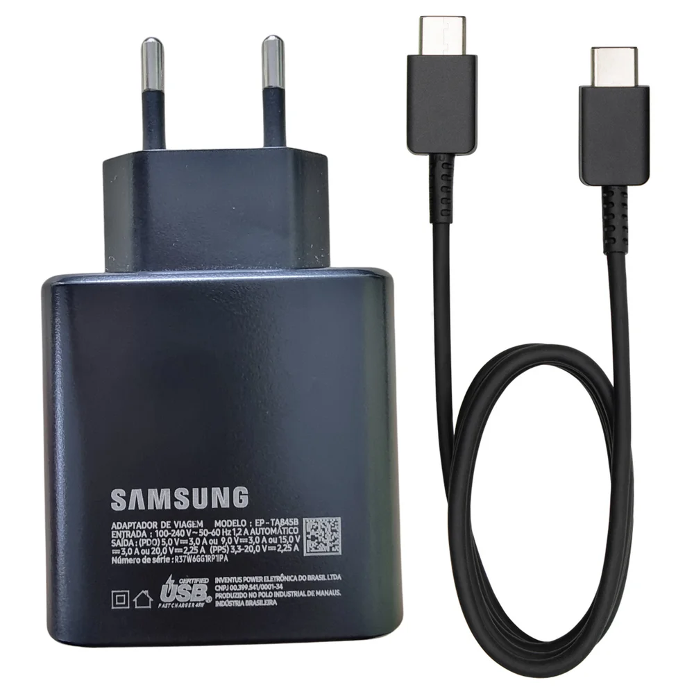 Carregador Samsung Galaxy Book2 45w Super Rapido S24 A56 S25 S25Ultra S23 A36