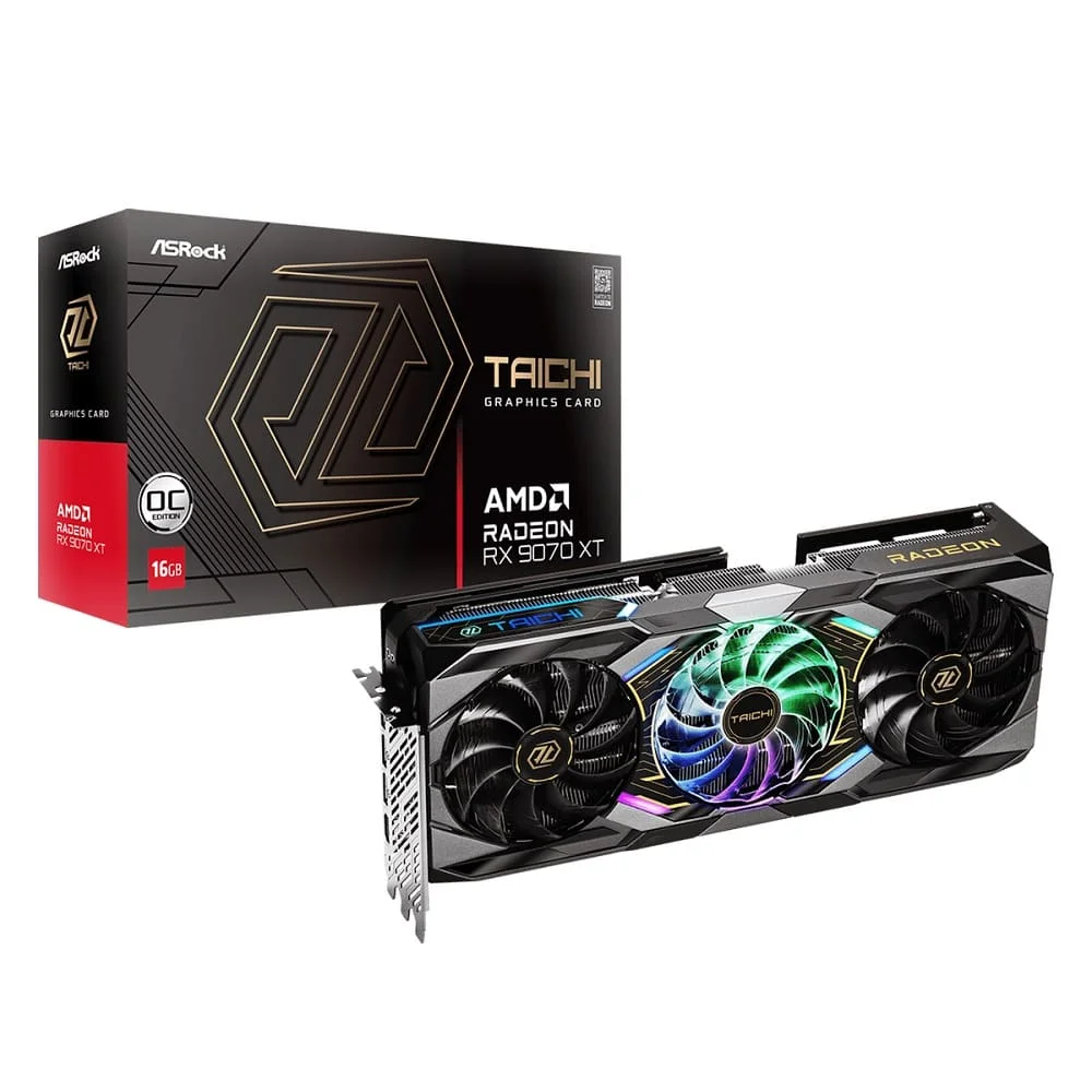 Placa De Vídeo Asrock Amd Radeon Rx 9070 Xt Taichi Oc 16gb Gddr6 256 Bits - 90-ga5hzz-00uanf