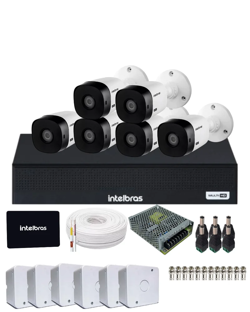 Kit 6 Câmeras Intelbras 1120b Hd Dvr Mhdx 1108-c Com SSD 512gb. Kit 6 Câmeras Intelbras 1120b Hd Dvr Mhdx 1108-c Com SSD 512gb.