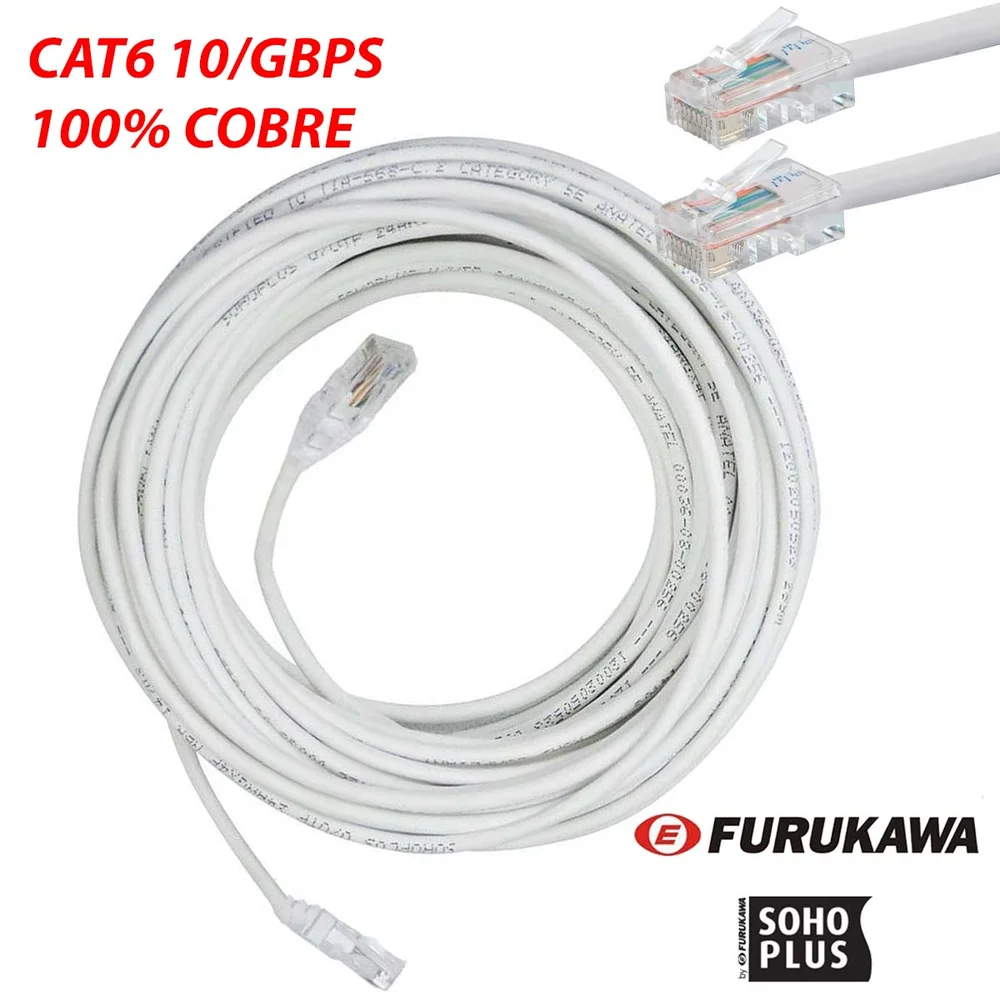 Cabo De Rede Cat6 Furukawa Anatel Montado 10 Metros Branco Cabo De Rede Cat6 Furukawa Anatel Montado 10 Metros Branco