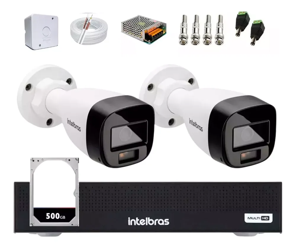 Kit Intelbras 2 Câmeras Full Color C/ Audio Dvr 4ch 1104c C/hd