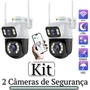 Kit 2 Câmera Segurança Ip A28 Wife Prova D'agua Lente Dupla Icsee Vigilancia 24h Detector De Movimento