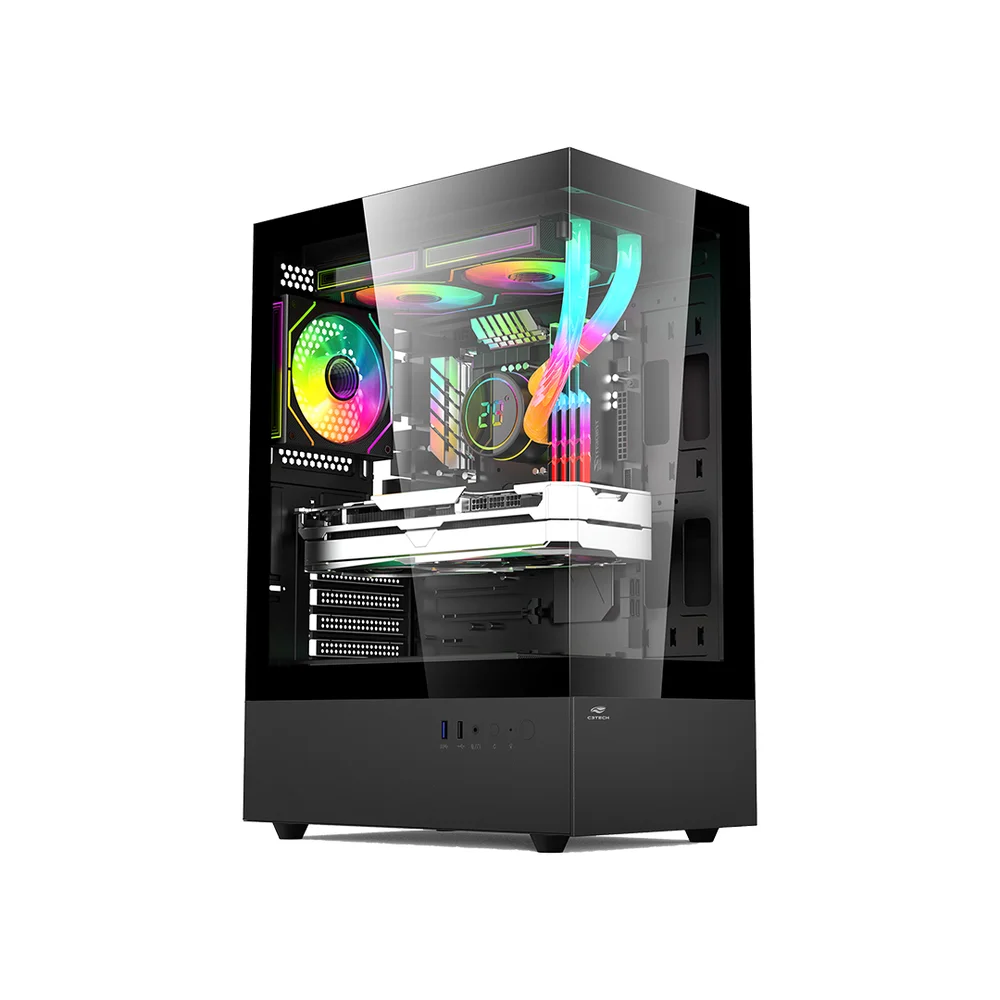 Gabinete Gaming C3tech Aquarius Com Vidro Temperado Sem Fonte - Mt-g860bk Gabinete Gaming C3tech Aquarius Com Vidro Temperado Sem Fonte - Mt-g860bk