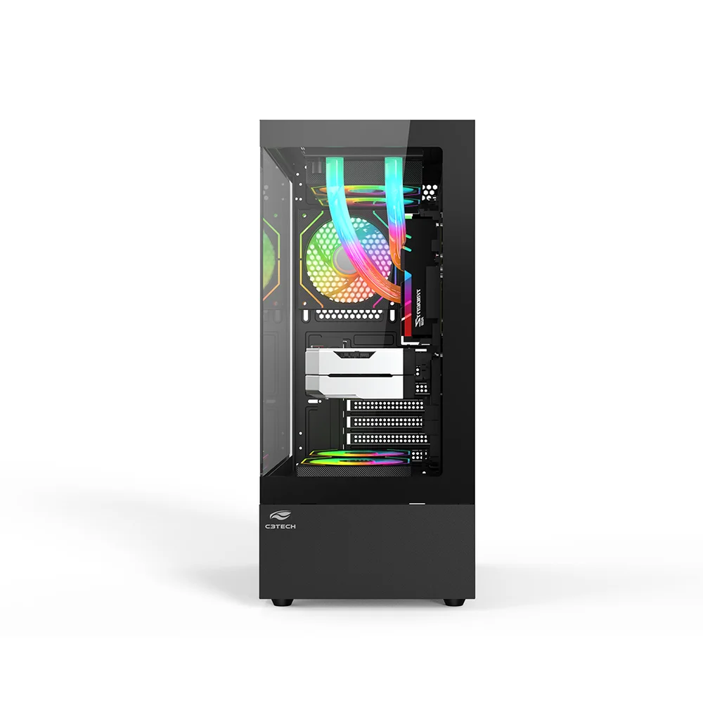 Gabinete Gaming C3tech Aquarius Com Vidro Temperado Sem Fonte - Mt-g860bk Gabinete Gaming C3tech Aquarius Com Vidro Temperado Sem Fonte - Mt-g860bk