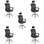 Kit 5 Cadeiras De Escritório Oficial Secretaria Diretor Roma Ergonômica Com Apoio De Nuca