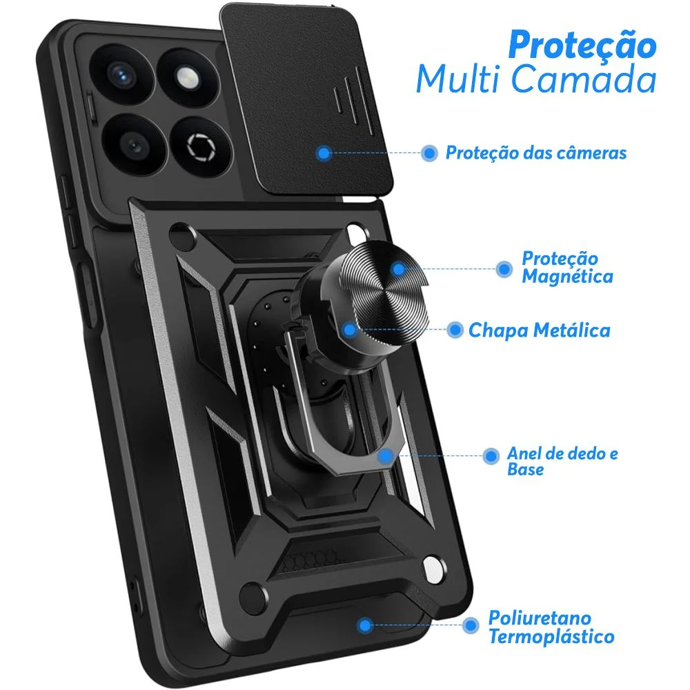 Capa Capinha Case Para Honor X7c - Protetora Resistente Anti Impacto Queda Armadura Militar Cor:preto