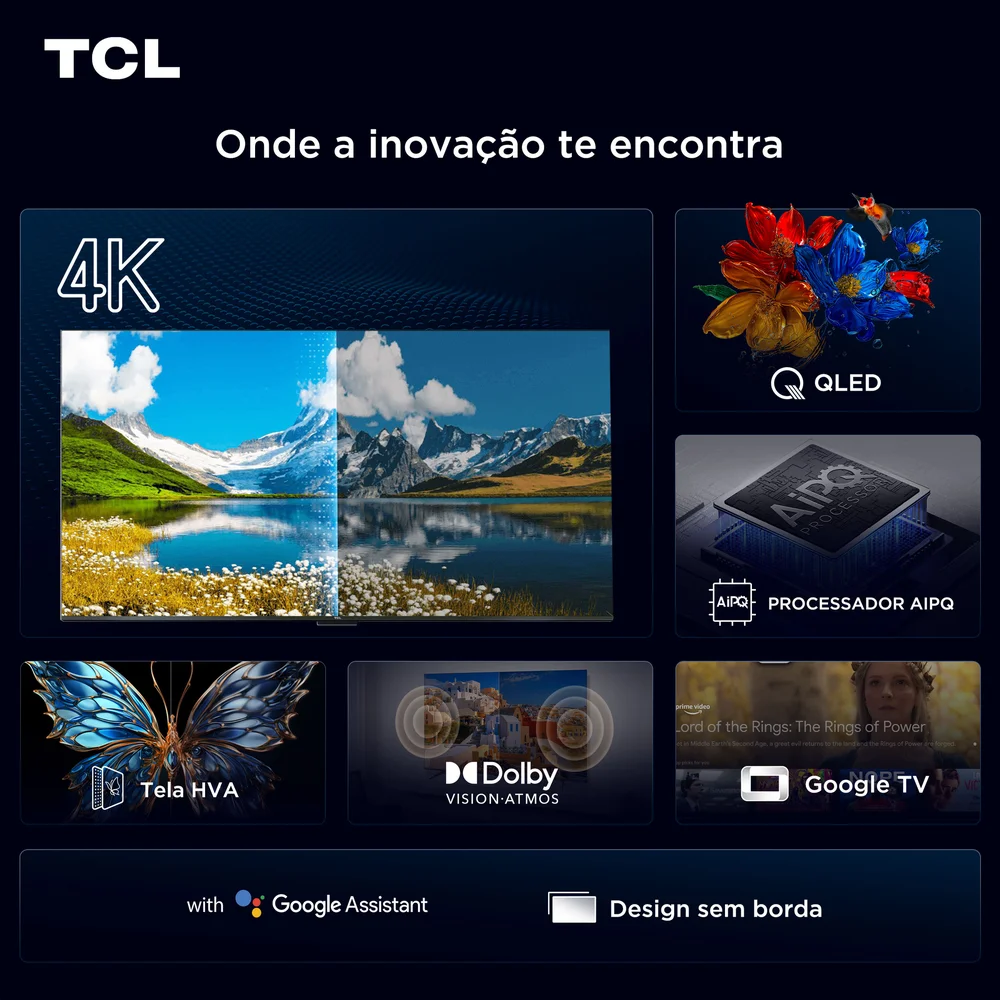 Smart TV TCL 85 Polegadas QLED 4K P7K WiFi Bluetooth Google TV HDR10+ Dolby Atmos Dolby Vision 85P7K - view 3