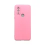 Capa Moto One Vision Silicone Aveludada Protege Câmera Colorida Capinha Anti Impacto Moto One Vision:rosa Bebê