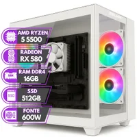 PC Gamer Bluepc Rush - Amd Ryzen 5 5500 16gb Ddr4 Radeon Rx 580 8GB SSD 512gb Branco - Pgbp-rus1043