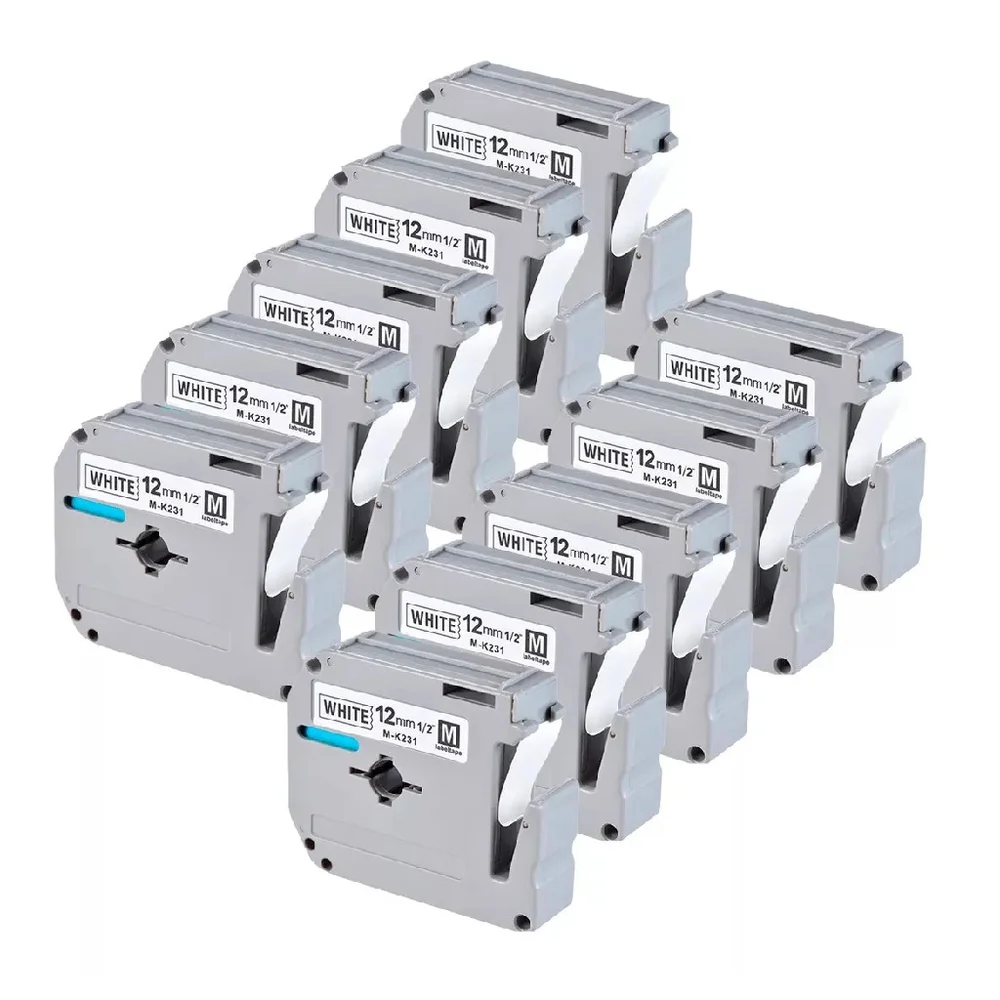 Kit Com 10 Fitas Brancas Rotulador Brother Compatível Mk 231