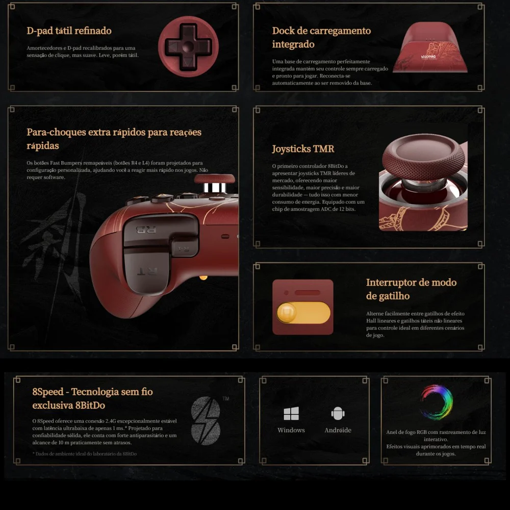 Controle Sem Fio 8bitdo Ultimate 2 Wuchang Hall Tmr Controle Sem Fio 8bitdo Ultimate 2 Wuchang Hall Tmr