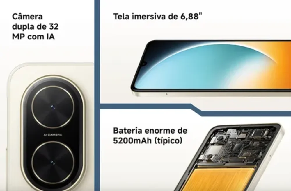 "Celular Xiaomi Poco C71 128GB 4gb Ram De 6.88"" 32mp 8mp - Dourado (global)" - view 3