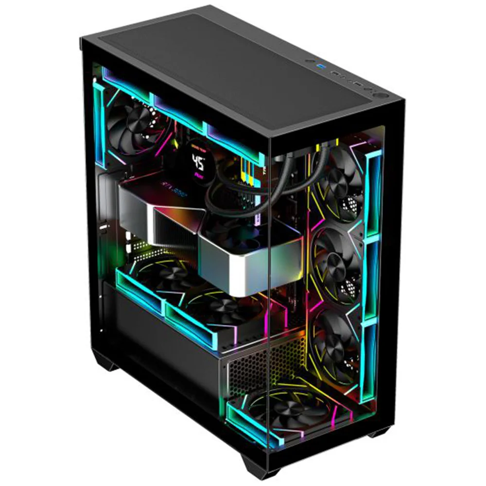 Gabinete Gamer Aquário K-mex Torre Negra Cg-36dy, Frontal E Lateral Em Vidro Temperado, Atx, Usb 3.0, Preto - Cg36dyrh001cb0x Gabinete Gamer Aquário K-mex Torre Negra Cg-36dy, Frontal E Lateral Em Vidro Temperado, Atx, Usb 3.0, Preto - Cg36dyrh001cb0x