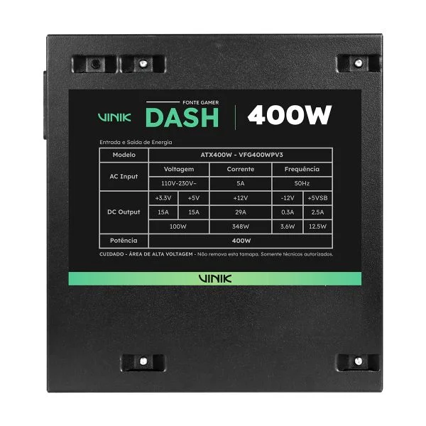 Fonte Gamer Vinik Dash 400w Preto - Vfg400wpv3