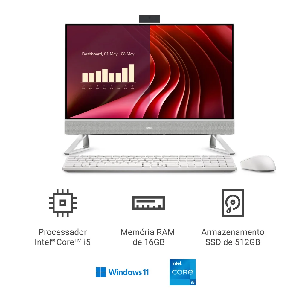 "Computador Dell 24 All-in-one Ec24250 23.8"" Ips Full Hd 13ª Gen Intel Core i5 16gb 512gb SSD Win 11 Aio-i1303-m21" - view 2