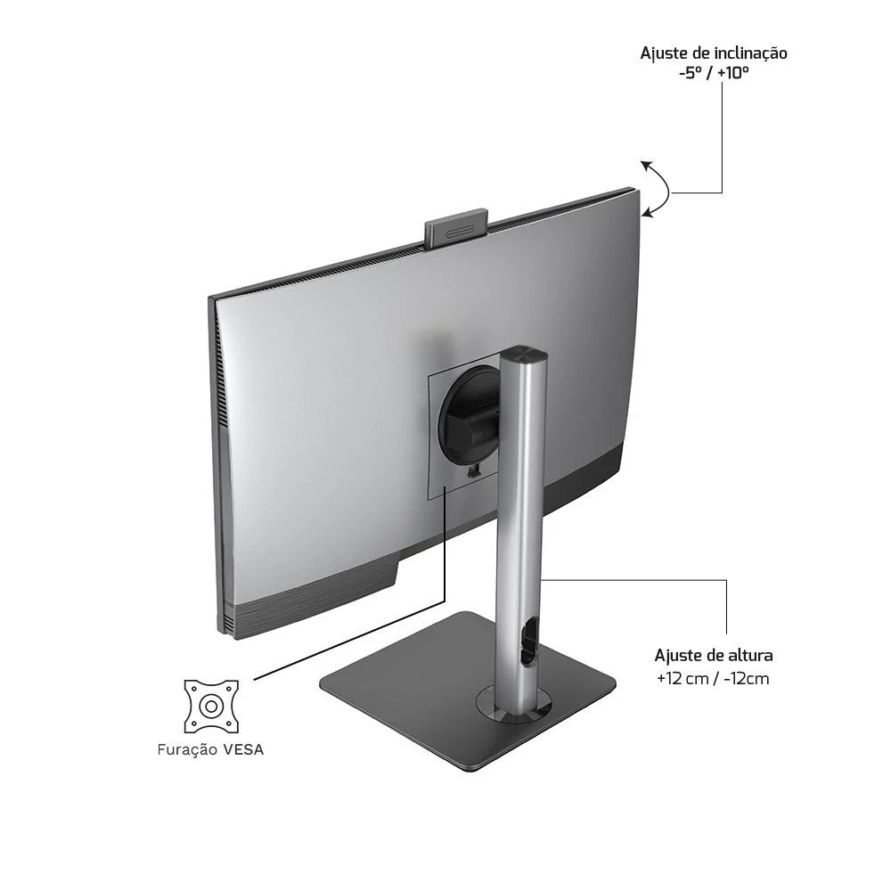 "Computador All In One 24"", Intel Core i7 12700 12ª Geração, 16gb Ddr4, SSD 512gb, Webcam, Wifi, Bluetooth, Hq Silver Aihqp-007" em Campinas - foto 3