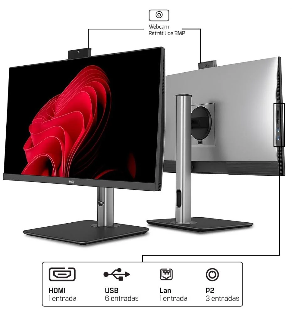 "Computador All In One 24"", Intel Core i7 12700 12ª Geração, 16gb Ddr4, SSD 512gb, Webcam, Wifi, Bluetooth, Hq Silver Aihqp-007" em Campinas - foto 4