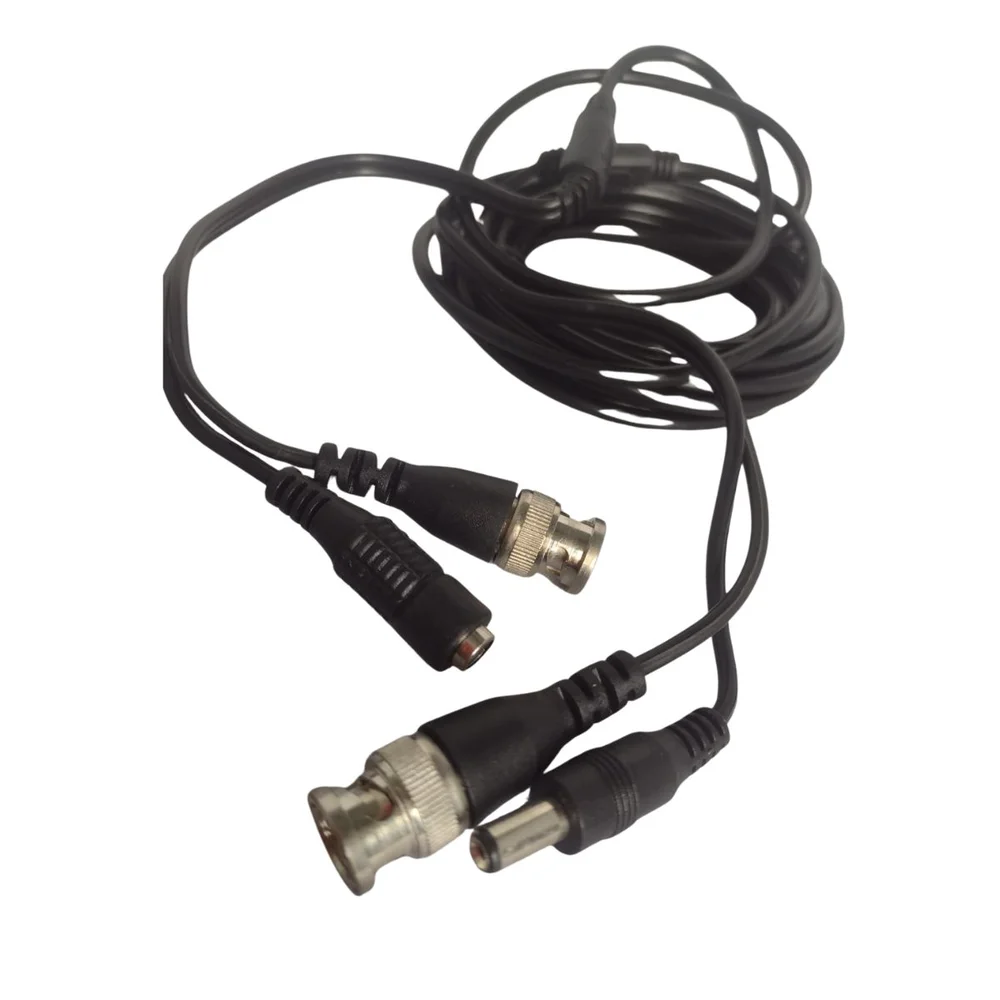 Cabo Bnc Macho + P4 2,1 + Jack J4 Cftv 2,1mm 5m  Kit 5 Cabos